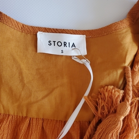 7036 * Storia Flared Sleeve Boho Dress Orange Size S NWT - Picture 3 of 7